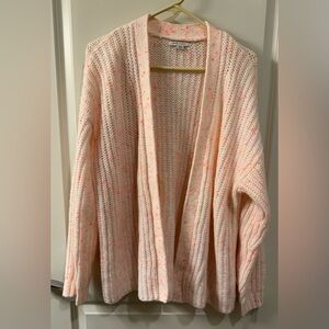 Women’s American Eagle Cardigan Size:M Color:White W/ neon pink, orange & yellow